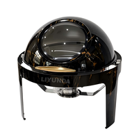 LIYUNDA Fabrik Maßgefertigter 6L Speisenwärmer Gold Silber Optisch Ansprechender Edelstahl Runder Roll-Top Chafing Dish für Restaurant Hochzeit