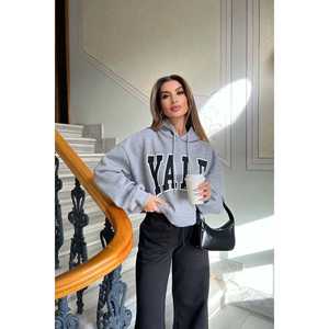 Sudadera con capucha gris con estampado Yale para mujer - Product Image 6