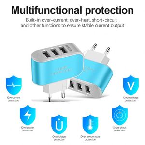 Chargeur USB rapide à 3 ports, port de charge lumineux LED, adaptateur de charge haute vitesse série Candy Color pour téléphones mobiles - Product Image 3