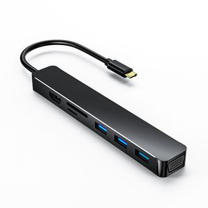 7 En 1 Tipo C Hub VGA HDTV 4K USB3.0 * 3 TF/SD Multi <span class=keywords><strong>Dock</strong></span> Station para <span class=keywords><strong>MacBook</strong></span> <span class=keywords><strong>Pro</strong></span> 2022 <span class=keywords><strong>M1</strong></span> accesorio para computadora portátil en Stock - Product Image 6