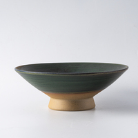 YAYU 2025 nouveau support de poterie Vintage peint à la main en porcelaine mate plat à salade en céramique vert profond Dessert assiettes à soupe pour Restaurant