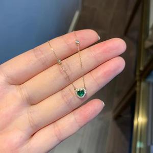 Collier pour femme en argent pur S925, pendentif goutte d'eau vert grand-mère, œil de chat transparent français, pierre bleu lune, cœur - Product Image 4