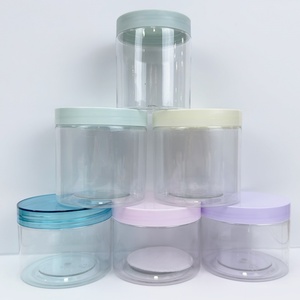 Wholesale Empty Different Capacity 50ML 80ML 100ML 120ML 150ML 200ML 250ML Cosmetic Cream Pet <b>Plastic</b> <b>Jar</b> With PET Blue pink Lid - Product Image 1