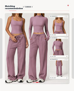 XW-TZ8933-1 2件套拉绳口袋慢跑者健身运动长袖上衣运动服健身运动瑜伽套装 - Product Image 5