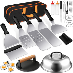 Griddle Accessories Metal Griddle Scraper BBQ Grill Spatulas with <b>Squeeze</b> <b>Bottles</b> for Teppanyaki Flat Top BBQ Indoor & Outdoor - Product Image 1