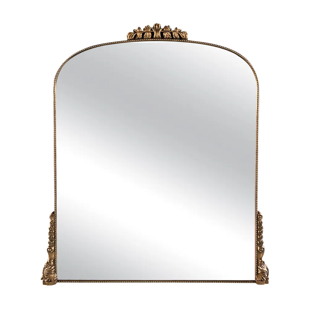 Parijse Verkoop Grote Maat Antropologie Spiegel Gouden Woonkamer Gebogen Decoratieve Luxe Gouden Muur Spiegel Sierlijke Boog Spiegel