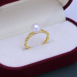 Bague en argent S925 de style vigne avec perle d'eau douce blanche de 7-8 mm, petite, légère, forte, presque parfaite - Product Image 3