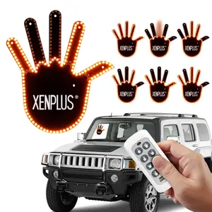 XENPLUS lampu LOGO Interior mobil, 7 mode terbaru lampu jari tengah untuk jendela mobil 3M perekat gerakan tangan LED untuk lampu LOGO Interior mobil