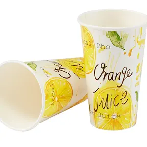 Disposable Cold Drink Cups Disposable Printed Ice Cream Paper Cup Cold Drink Paper Cup Double Lining Single Wall