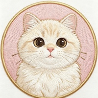Patchs ronds personnalisés en feutre non tissé avec broderie, à dos thermocollant, pour chapeaux et vêtements, motif chaton mignon