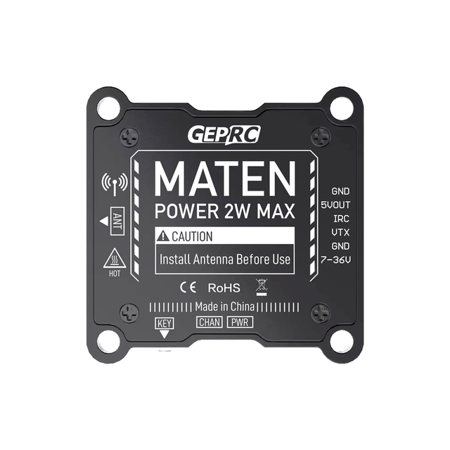 Geprc Maten 1.2g 2w Vtx 25mw/400/800/2000/pit Mode Switchable Video Transmitter 1080mhz-1360mhz for Rc Fpv Racing FXB