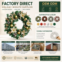 Karangan Bunga Natal Dekorasi Natal Rangkaian Bunga Natal Premium Emas Pinecone Floral Dekorasi Rumah Hotel Pemasok Grosir