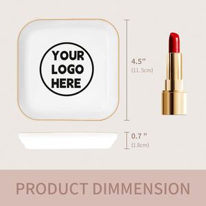 Personalized Ceramic <b>Ring</b> Dish Custom Text Logo Trinket Tray Decorative Jewelry <b>Plate</b> Small Square Catchall Tray for Earrings - Product Image 2