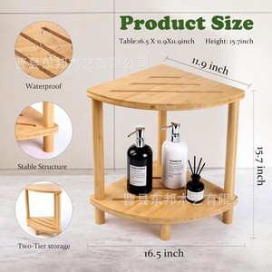 Estante de baño de madera para esquina, de 2 niveles, duradero, para almacenamiento en el baño, lavabo o ducha. - Product Image 5