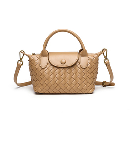 OEM ODM Woven Leather Women's Shoulder Bag Small Classic crossbody <b>handbags</b> Button Closure Daily Use - Product Image 4