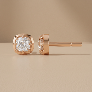 Boucles d'oreilles clous diamant soleil – Monture coussin 8 griffes VVS DEF CVD Diamant de laboratoire Or rose massif 10K 14K 18K à tige percée - Product Image 1