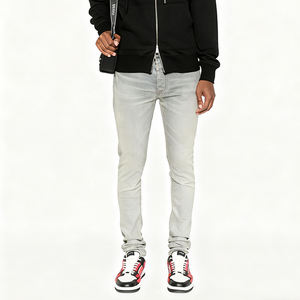 กางเกงยีนส์เดนิมผู้ชายสั่งตัดพิเศษ คุณภาพสูง ยืดหยุ่น ทรงแฟชั่น ขาดๆ สไตล์แบ็กกี้ พรีเมียม สตรีทแวร์ กางเกงลำลอง - Product Image 4