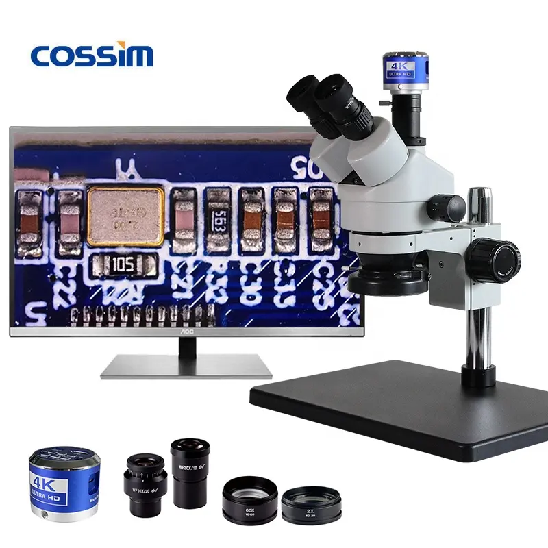 Factory Supply 7~45X Continuous Zoom In Zoom Out Optical Phone Microscopio Stereo Microscope Industrial with Camera for Jewelry
