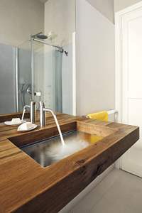 Mueble de baño impermeable moderno 2025, <span class=keywords><strong>fondo</strong></span> de vidrio transparente, tablero de piedra sinterizada suspendida, combinación de <span class=keywords><strong>lavabo</strong></span> de cobre - Product Image 4