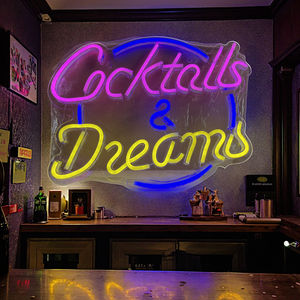Luces LED de Neón Flexibles Cocktails & Dreams, Cuerpo de Lámpara de Silicona con Decoración de Pared de PVC para Bar, Club, Fiesta de Cumpleaños, Decoración de Habitaciones - Product Image 1