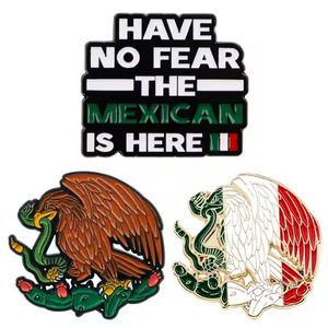 Aigle mexicain broche dessin animé métal Badge créatif anglais lettre bijoux médaille n'ont pas peur le mexicain est ici émail épinglette - Product Image 1