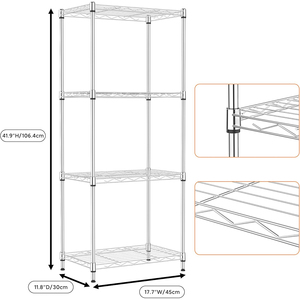 MZG Home Narrow Space 4 Tiers <b>Shelf</b> Metal Storage <b>Shelves</b> <b>Wire</b> Utility Rack for Garage Kitchen Bathroom Laundry - Product Image 4
