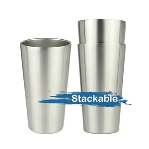 Wholesale 16oz Double Walled Wholesale No Sweat Custom Stainless Steel Pint Cups Vacuum Insulated Tumbler for Wine Beer Cups