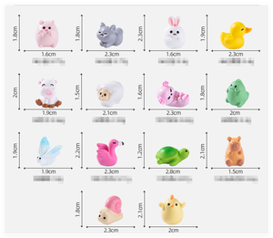 Gato conejo pájaro vaca pato dinosaurio Capibara árbol Animal 3D resina escultura terrario jardín Kawaii figurita pequeño juguete Mini figura - Product Image 2