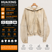 Sweat-shirts à fermeture éclair intégrale effet délavé soleil, coupe ample à bords bruts, délavage acide, fabrication fiable, vente en gros, OEM, sur mesure, marque privée, impression sérigraphique