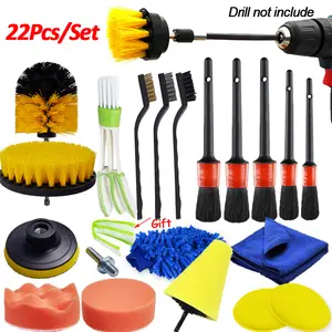 Detailing Brush Set Power Scrubber Drill Brush Car Polish Pads Car Cleaning Brushes For Car Air Vents Rim Dirt Dust Clean Tools