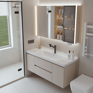 Cream Style Bathroom Vanity Set with Ceramic Integrated Basin for Bathroom Washroom Smart Mirror Cabinet - Product Image 4