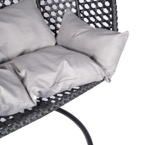 Hitree Double siège extérieur jardin rotin Patio oeuf chaise en osier balançoire fonction suspendue pour salon cour métal matériel - Product Image 4