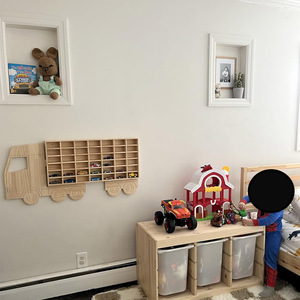 Estante de exhibición para 42 coches de juguete, organizador de madera para camiones de juguete, vitrina para modelos de coches, armario de almacenamiento de coches de juguete montado en la pared - Product Image 5
