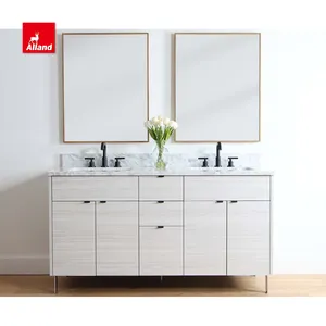 Allandcabinets Melamine Design White European Style Washroom Bathroom Sets Furniture Free Stand