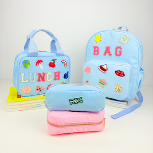 Stoney Clover personnalisé bricolage lettre patchs retour à l'école étanche Nylon refroidisseur boîte à déjeuner porte-crayon sac à <span class=keywords><strong>dos</strong></span> ensemble - Product Image 4