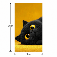 Impression sur toile de chaton noir mignon de luxe 40x71cm, art mural animalier fantaisiste, impression HD sur fond jaune pour la décoration intérieure