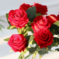 Großhandel Künstliche Rosen Samt-Rosen Blumen in Gelb Rot Blau 51cm Kunstblumen für Hochzeit Party Dekoration