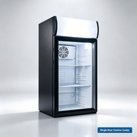 Réfrigérateur commercial pour boissons avec étagères réglables éclairées par LED pour café, vitrine réfrigérée à porte vitrée