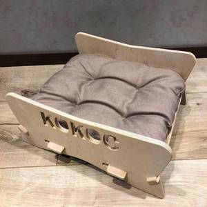 Lit pour chien pliable portable de style moderne, avec support surélevé en bois détachable et lavable, fermeture à bouton-pression pour une utilisation intérieure et extérieure - Product Image 3