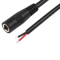 Connecteur d'alimentation femelle Holy Electronic 100 mm 10 A 2 conducteurs 20 AWG DC 5,5 x 2,1 mm BX-U29 avec gaine en PVC et conducteur en cuivre nu
