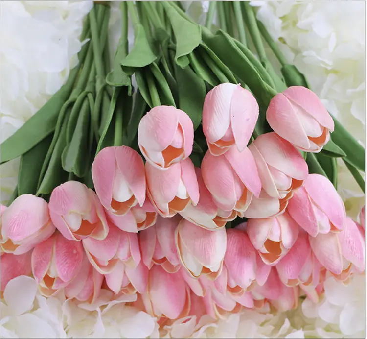 E-1007 Real touch hot selling New style artificial flower tulips with PU flower for wedding party tulip flowers