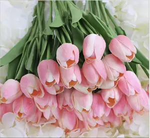 E-1007 Sentuhan Nyata Penjualan Laris Bunga Tulip Buatan Model Baru dengan Bunga PU untuk Bunga Tulip Pesta Pernikahan