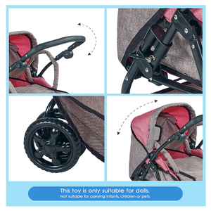 Dollri-poussette pliable Starri, <span class=keywords><strong>en</strong></span> tissu de <span class=keywords><strong>lin</strong></span>, 16MM, avec roues pivotantes, jouets de transport et à poignée ajustable, nouveauté 2022 - Product Image 3