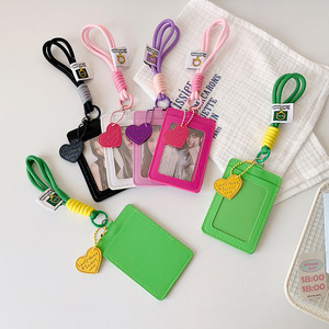Porte-cartes vertical double avec cordon, étui mignon de couleur unie pour badge d'étudiant, photo <span class=keywords><strong>Polaroid</strong></span>, carte de bus et carte de fan - Product Image 2