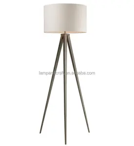 metal tripod floor lamp with linen fabric shade for Bedroom Study Room Office Farmhouse Bedside Nightstand Lamp