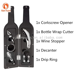 Rượu vang phụ kiện Kit bán buôn rượu vang đỏ chai thiết kế biểu tượng tùy chỉnh Wine <span class=keywords><strong>Bottle</strong></span> Opener corkscrew Set với 5 miếng - Product Image 6