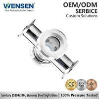 Wensen 304SS/SS316L Verre de niveau sanitaire en acier inoxydable SMS à quatre voies avec écrou à oreilles et raccord rapide