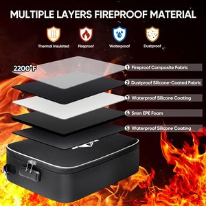 Portadocumenti portatile ignifugo scatola di File impermeabile 15 ''x 11'' x 4 ''sacchetto di File nero per l'organizzazione di importanti documenti - Product Image 5