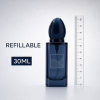 Flacon de parfum en verre rouge vide personnalisé avec bouchon rond noir, flacon atomiseur rechargeable en gros 30 ml, emballage en vrac