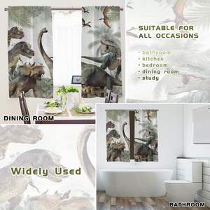 Cortinas de Ventana con Diseño de Dinosaurios, Estilo Jurásico, para Niños y Niñas, Animales, Naturaleza, Bosque, Hojas, Lindas, para Habitación de Adolescentes, 2 Paneles - Product Image 4